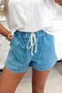 Easy Comfort Contrast Drawstring Elastic Waist Pull On Denim Shorts