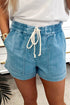 Easy Comfort Contrast Drawstring Elastic Waist Pull On Denim Shorts