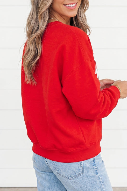 Easy Embroidered Patch Pattern Casual Shift Sweatshirt