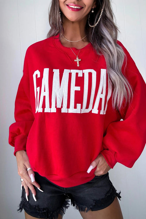 Easy Embroidered Patch Pattern Casual Shift Sweatshirt