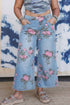 Easy Floral Print Ankle Length Loose Jeans