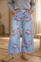 Easy Floral Print Ankle Length Loose Jeans