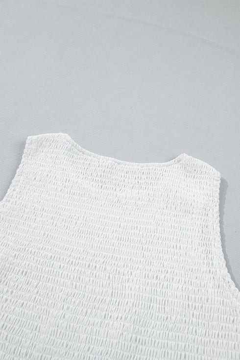 Easy Sleeveless Smocked Lace Peplum Tank Top