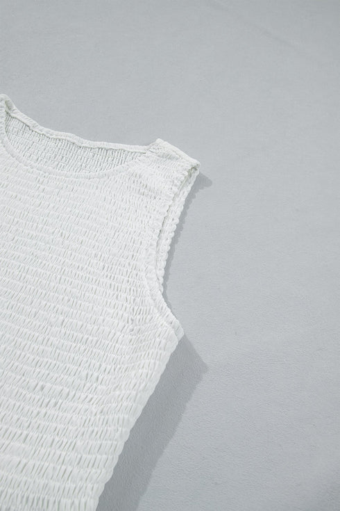 Easy Sleeveless Smocked Lace Peplum Tank Top