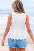 Easy Sleeveless Smocked Lace Peplum Tank Top
