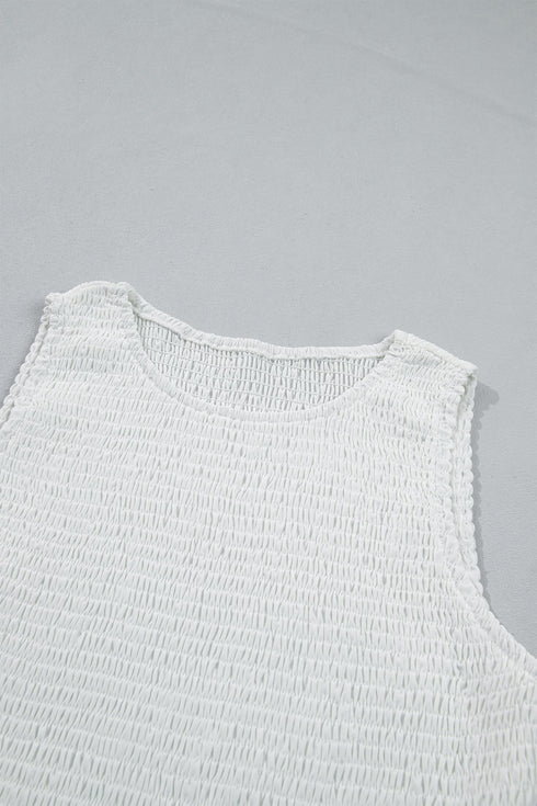 Easy Sleeveless Smocked Lace Peplum Tank Top