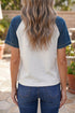 Easy Textured Denim Patchwork Polo Collar Tee