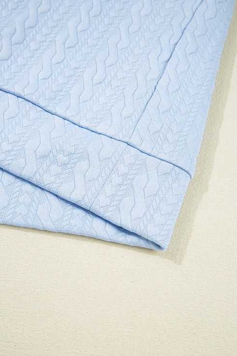 Textured Contrast Trim Crewneck Pocketed Two Piece Dress