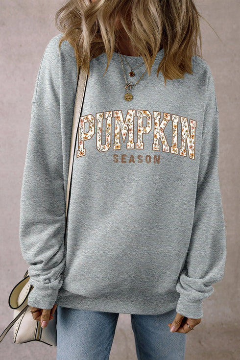 Pumpkin Letter Graphic Oversized Harvest Pullover Sweatshirt