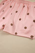 Polka Dot Ribbed Trim Long Sleeve Short Set