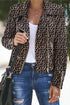 All Over Leopard Print Zipped Notch Collar Short Jacket