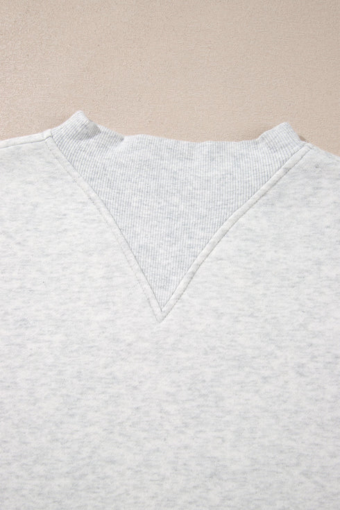High Neck Ribbed Cuff And Hem Sweatshirt
