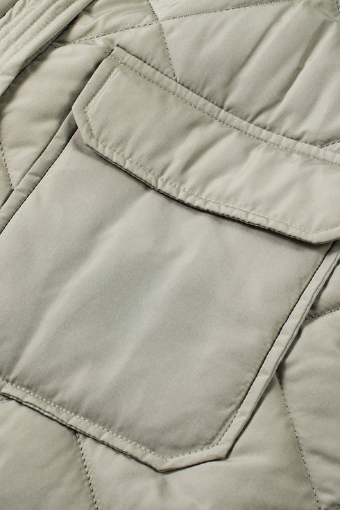 Solid Color Quilted Longline Outerwear Pocket Vest