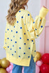 Polka Dot Split Hem Loose Long Sleeve Pullover Top