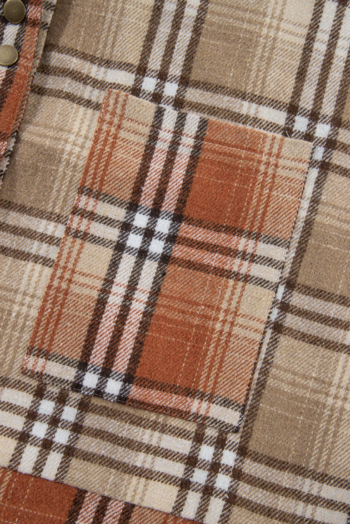 Western Patchwork High Low Plaid Shacket