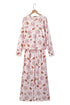Ribbed Abstract Print Long Sleeve Two Piece Lounge Set