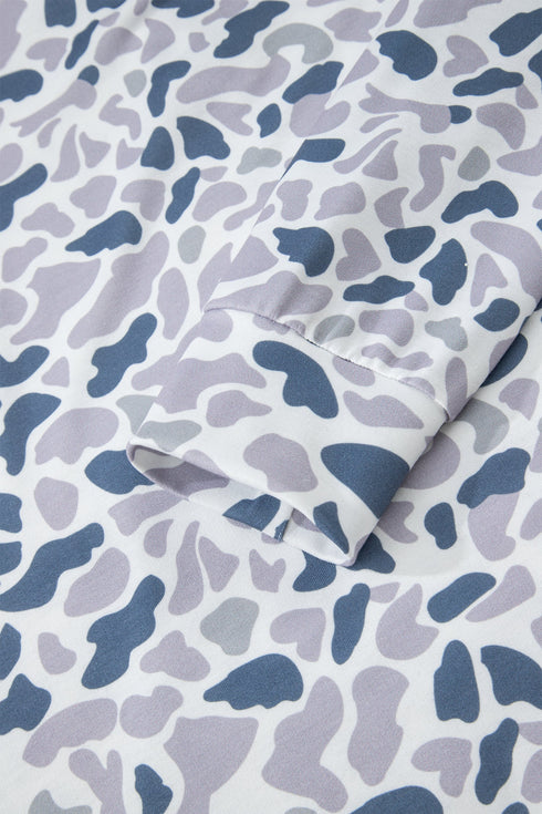 Abstract Animal Print Quarter Zip Kangaroo Pocket Pullover