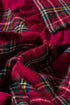 Plaid Tie Neck Ruffle Cuff Long Sleeve Blouse
