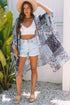 Bohemian Patchwork Print Open Front Resort Kimono
