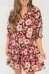 Floral Print Half Sleeve Short Shift Dress