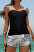 Blouson Square Neck Ruched Side Tie Tankini Set