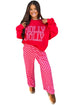Slogan Graphic Plaid Two Piece Pant Set