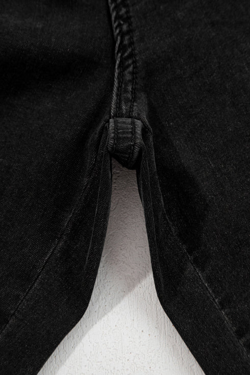 Elastic Waist Ruffled Wide Leg Denim Pants