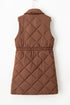 Casual Quilted Longline Stand Collar Puffer Vest