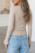 Patchwork Lace Cuff Ruffle Long Sleeve Round Neck Top