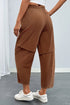 Polyester Corduroy Elastic Waist Drawstring Cargo Pants