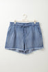 High Waist Lace Up Raw Hem Plus Size Denim Shorts