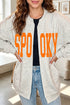 Spooky Letter Print Open Front Split Sweatshirt