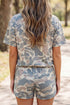 Faith Letter Print Relaxed Tee Camouflage Two Piece Short Set