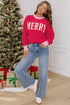 Drop Shoulder Round Neck Letter Print Sweater