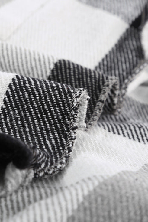 Paneled Pocketed Button Down Long Sleeve Plaid Shacket