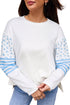 Floral Striped Long Sleeve Seam Detail Pullover Top