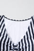 Striped Knot Cutout Ruffle Sleeve High Waisted Swimsuit