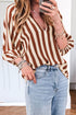 Modern Striped V Neck Half Sleeve Tailored Blouse