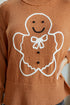 Embroidery Oversized Drop Shoulder Round Neck Sweater