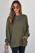 Textured Round Neck Drop Shoulder Pullover Sweatshirt