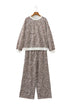 Coordinated Leopard Print Embroidery Details Pant Set