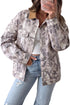 Abstract Camo Print Collar Oversized Shift Silhouette Denim Jacket