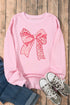 Leopard Print Bow Graphic Crew Neck Pullover Sweatshirt
