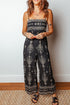 Bohemian Ethnic Print Spaghetti Strap Wide Leg Jumpsuit