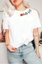 Embroidered Pumpkin Hello Graphic Round Neck Statement Tee