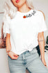 Embroidered Pumpkin Hello Graphic Round Neck Statement Tee