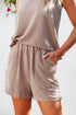 Textured Corded Sleeveless Pocketed Two Piece Shorts Set