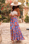 Bohemian Floral Print Tiered Split Maxi Skirt