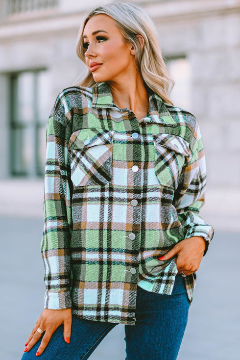 Relaxed Fit Brushed Plaid Button Down Shirt