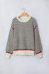Striped Ribbed Trim Drop Shoulder Oversized Sweater